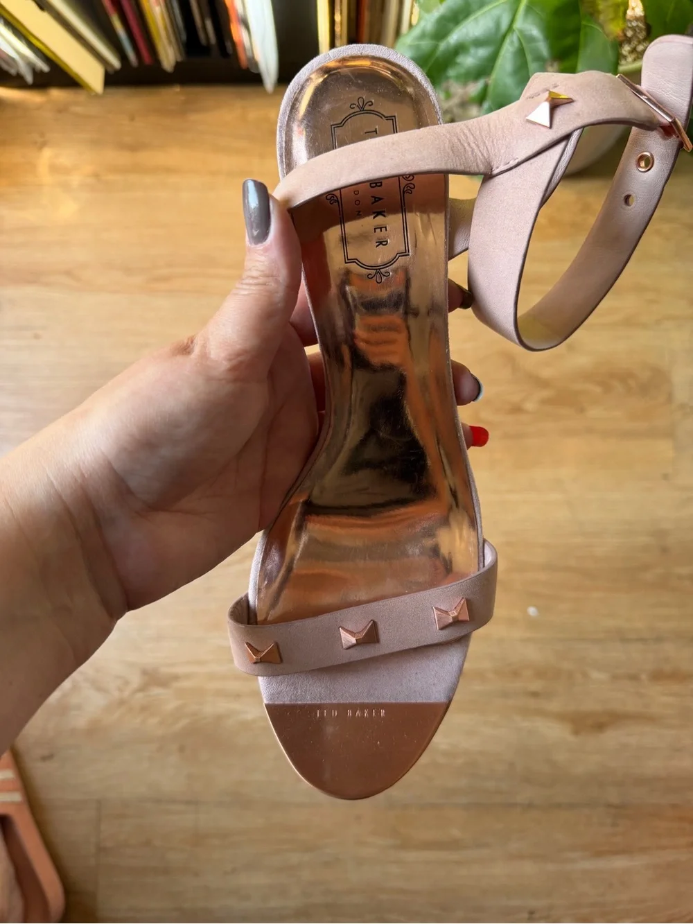 Ted Baker Brown Leather Block Heel Ankle-Strap Sandal